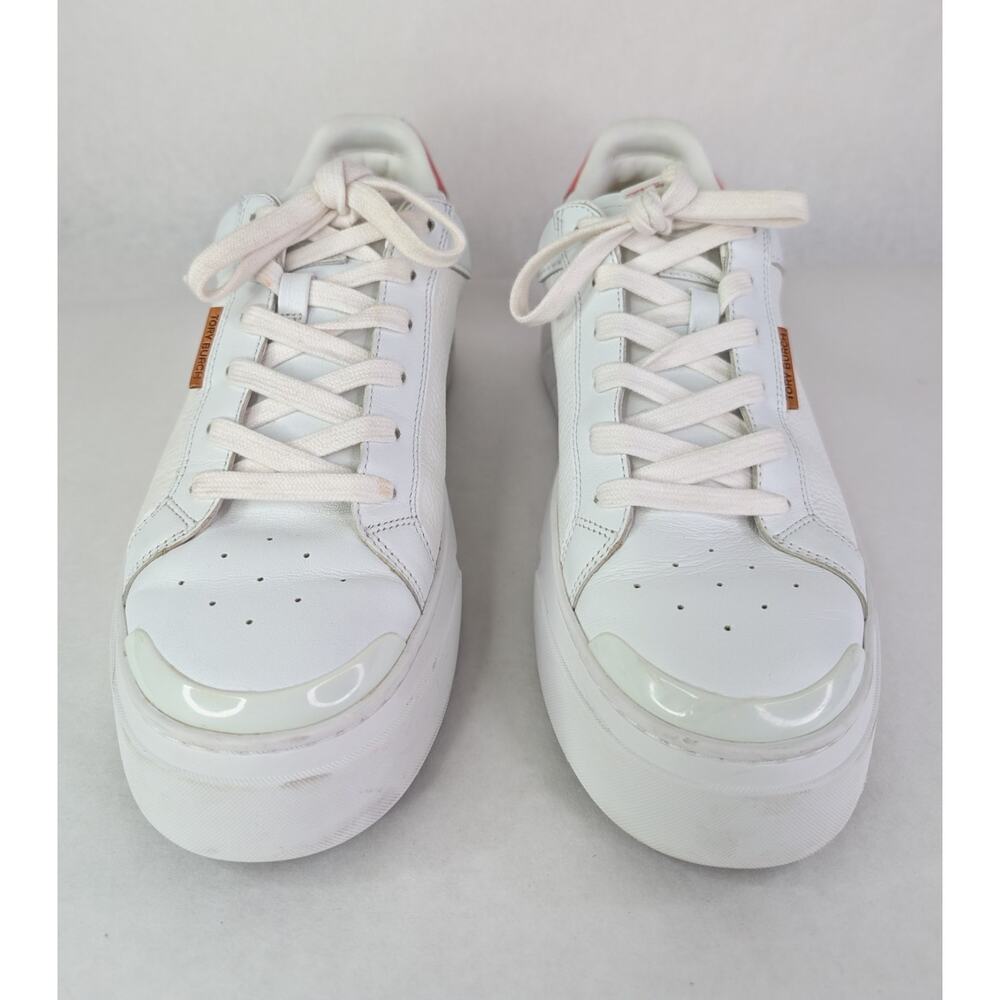 Tory Burch Ladybug Sneakers Clean Preppy East Coast White Pink Logo Size 11M - Picture 4 of 11